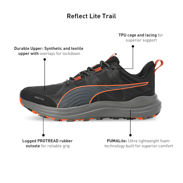 Reflect Lite Trail Running Shoes, PUMA Black-Flame Flicker, extralarge-IND