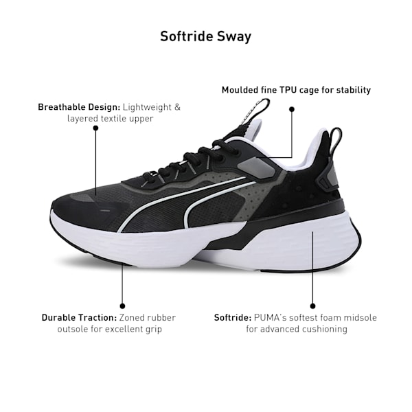 Softride Sway Running Shoes, PUMA Black-Cool Dark Gray, extralarge-IND
