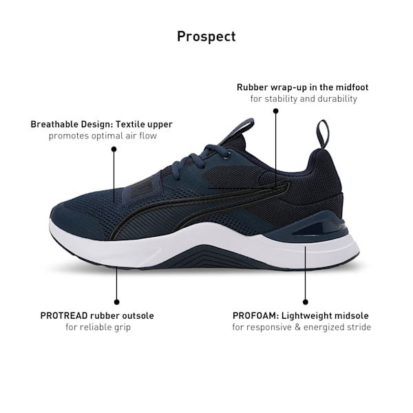 Prospect Unisex Training Shoes, Club Navy-PUMA White-PUMA Black, extralarge-IND