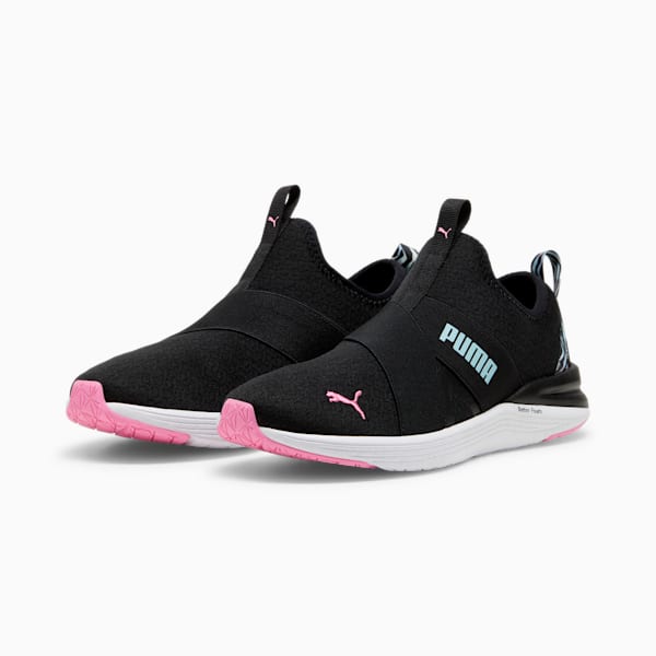 Tenis de running slip on para mujer Better Foam Prowl, PUMA Black-Fast Pink-Dewdrop, extralarge