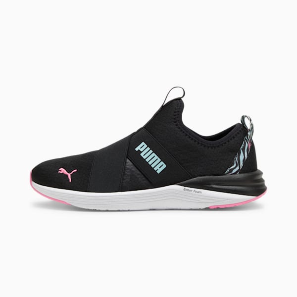 Tenis de running slip on para mujer Better Foam Prowl, PUMA Black-Fast Pink-Dewdrop, extralarge