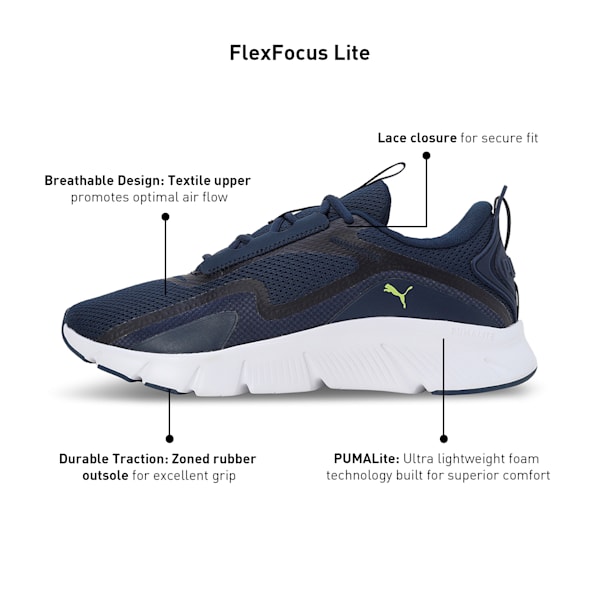 FlexFocus Lite Running Shoes, Club Navy-Lime Pow, extralarge-IND