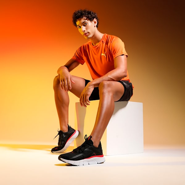 FlexFocus Lite Running Shoes, PUMA Black-For All Time Red, extralarge-IND