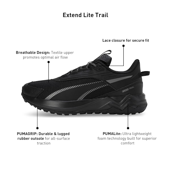 Extend Lite Unisex Trail Running Shoes, PUMA Black-Cool Dark Gray, extralarge-IND