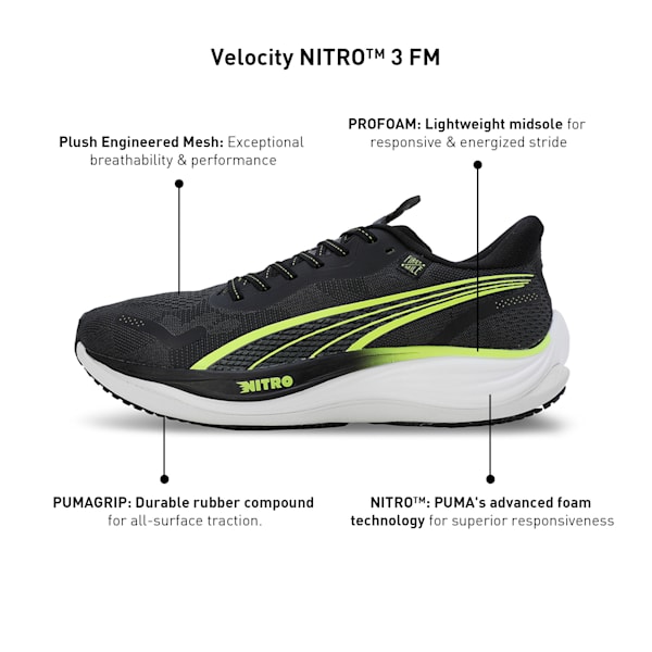 Velocity NITRO™ 3 Men's Running Shoes, PUMA Black-Mineral Gray-Lime Pow, extralarge-IND