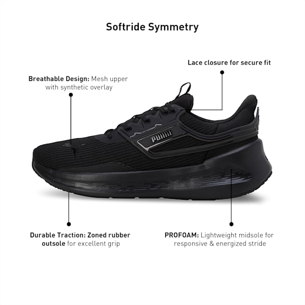 SOFTRIDE Symmetry Unisex Running Shoes, PUMA Black-Cool Dark Gray, extralarge-IND