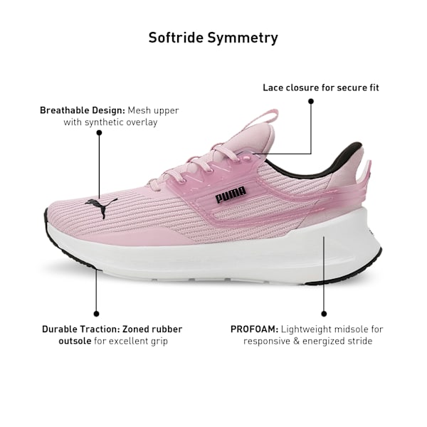 SOFTRIDE Symmetry Running Shoes, Grape Mist-Garnet Rose-PUMA Black, extralarge-IND