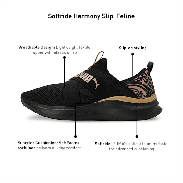 SOFTRIDE Harmony Feline Women's Slip-On Shoes, PUMA Black-PUMA Gold, extralarge-IND