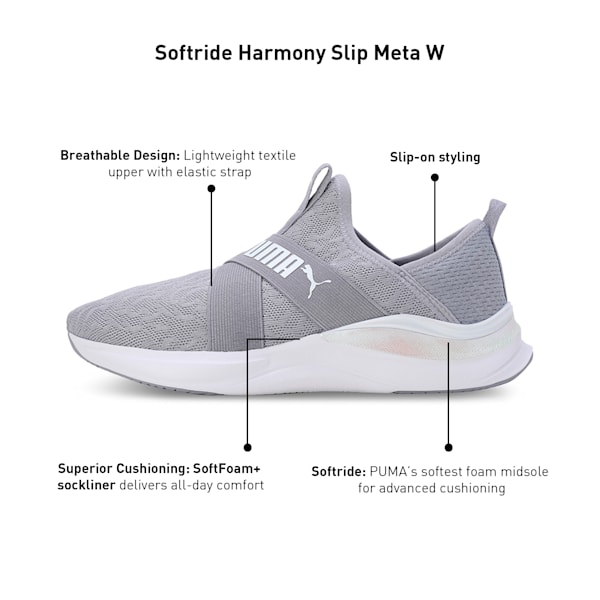 SOFTRIDE Harmony Meta Women's Slip-On Shoes, Gray Fog-PUMA White, extralarge-IND