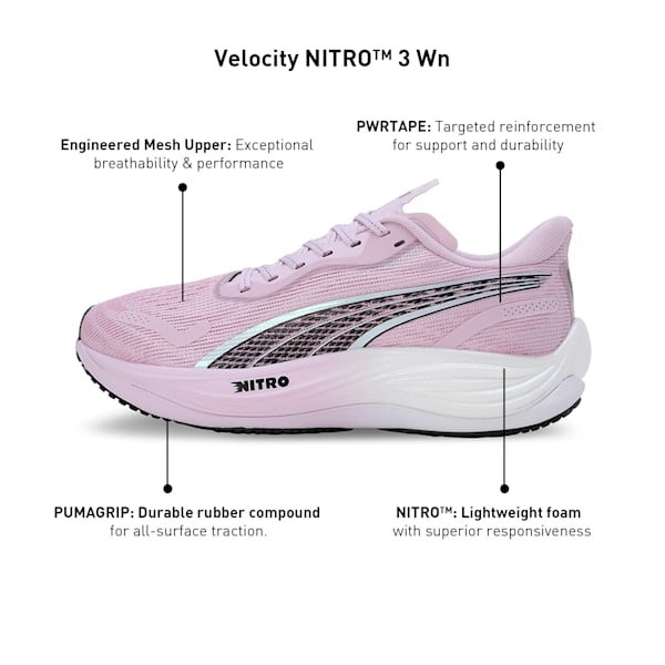 Velocity NITRO™ 3 Women's Running Shoes, Grape Mist-PUMA Black, extralarge-IND