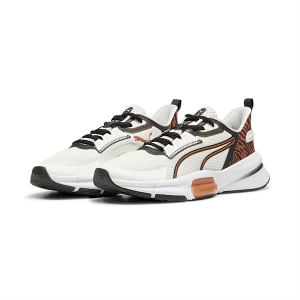 ウィメンズ トレーニング パワーフレーム 3 アニマル リミックス シューズ, Warm White-PUMA Black-Teak, extralarge-JPN