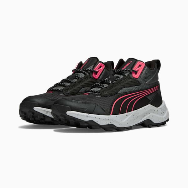 Zapatos para correr Obstruct Pro Mid para mujer, PUMA Black-Cool Dark Gray-Fire Orchid, extralarge