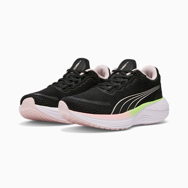 Zapatos para correr Scend Pro para mujer, PUMA Black-Frosty Pink-Speed Green-PUMA White, extralarge