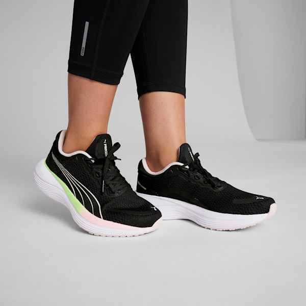 Zapatos para correr Scend Pro para mujer, PUMA Black-Frosty Pink-Speed Green-PUMA White, extralarge