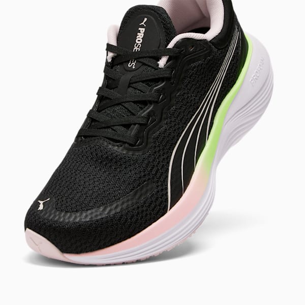 Zapatos para correr Scend Pro para mujer, PUMA Black-Frosty Pink-Speed Green-PUMA White, extralarge