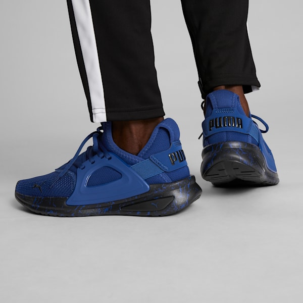 Tenis para correr Softride Enzo Evo Marble para hombre, Blazing Blue-PUMA Black, extralarge