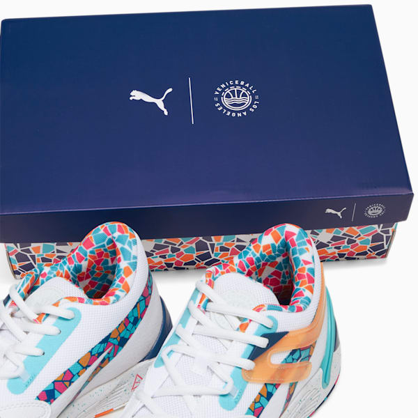Zapatos de básquetbol TRC Blaze Court VBL, PUMA White-PUMA Pink, extralarge