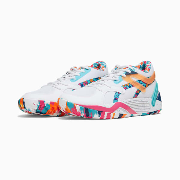 Zapatos de básquetbol TRC Blaze Court VBL, PUMA White-PUMA Pink, extralarge