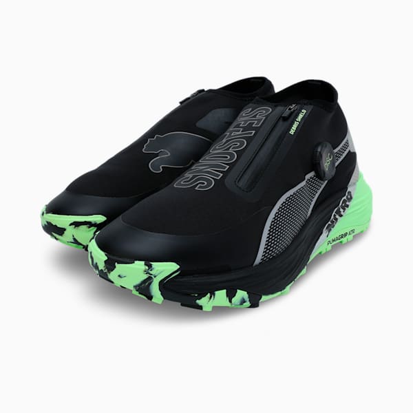 Voyage NITRO™ 3 Disc Men's Trail Running Shoes, PUMA Black-Puma Silver-Fizzy Apple, extralarge-IND