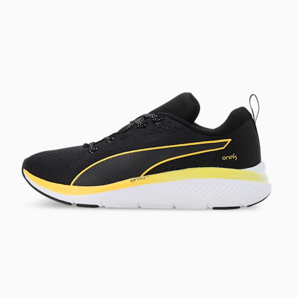 Puma black new arrivals and yellow shoes