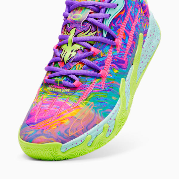 Chaussures de basketball PUMA x LAMELO BALL MB.03 Toxic pour homme, Purple Glimmer-KNOCKOUT PINK-Green Gecko, extralarge