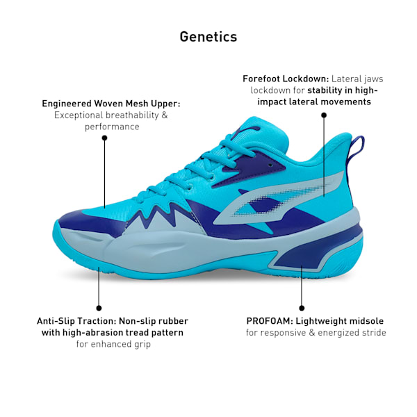 Genetics Basketball Shoes, Bright Aqua, extralarge-IND