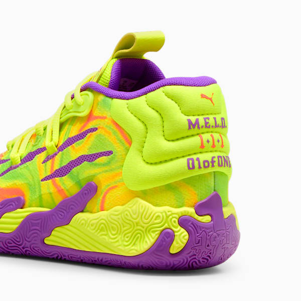 Chaussures de basketball PUMA x LAMELO BALL MB.03 Toxic, pour enfant et adolescent, Safety Yellow-Purple Glimmer, extralarge