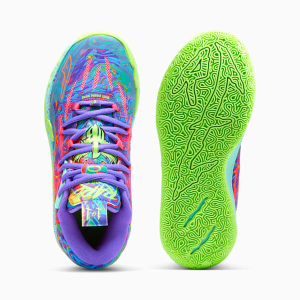 Chaussures de basketball PUMA x LAMELO BALL MB.03 Toxic pour enfant et adolescent, Purple Glimmer-KNOCKOUT PINK-Green Gecko, extralarge