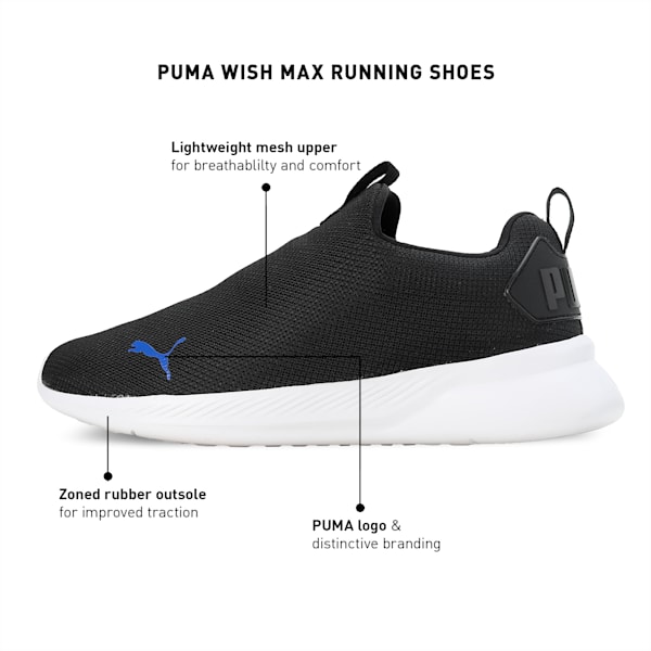 Puma Wish Max Men's Running Shoes, PUMA Black-Royal Sapphire, extralarge-IND