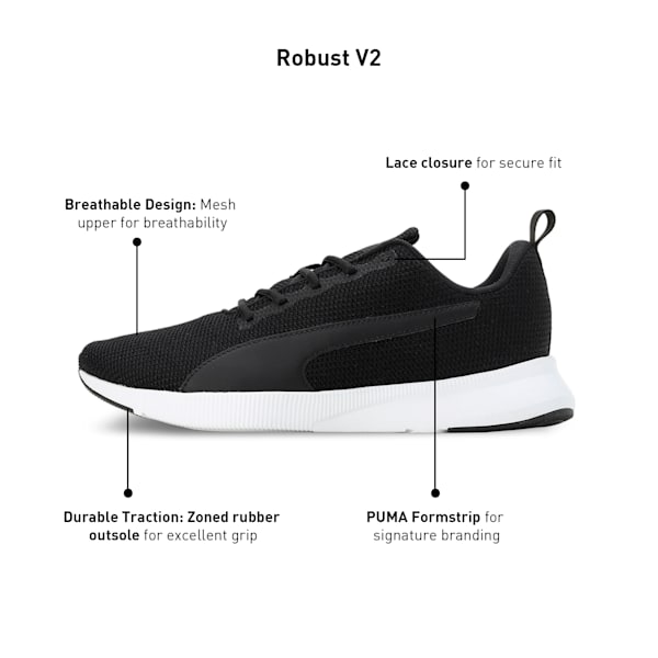 Robust V2 Men's Shoes, PUMA Black-PUMA White, extralarge-IND