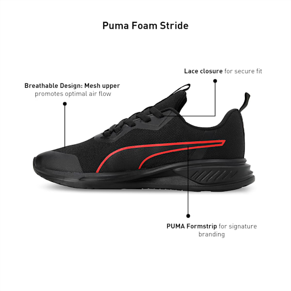 PUMA Foam Stride Men's Running Shoes, PUMA Black-For All Time Red, extralarge-IND
