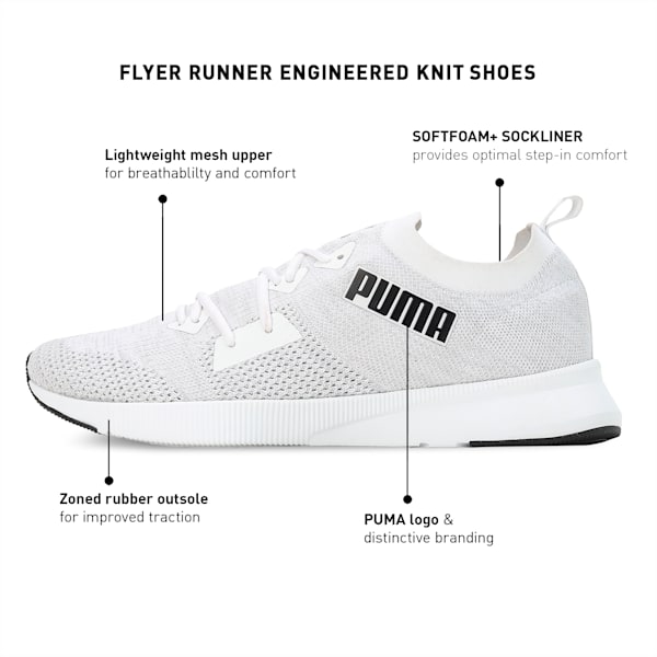 Flyer Runner Engineered Knit Men's Shoes, PUMA White-Cool Mid Gray-PUMA Black, extralarge-IND