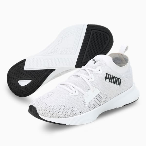 Flyer Runner Engineered Knit Men's Shoes, PUMA White-Cool Mid Gray-PUMA Black, extralarge-IND