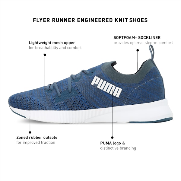 Flyer Runner Engineered Knit Men's Shoes, Dark Denim-Palace Blue-PUMA White, extralarge-IND