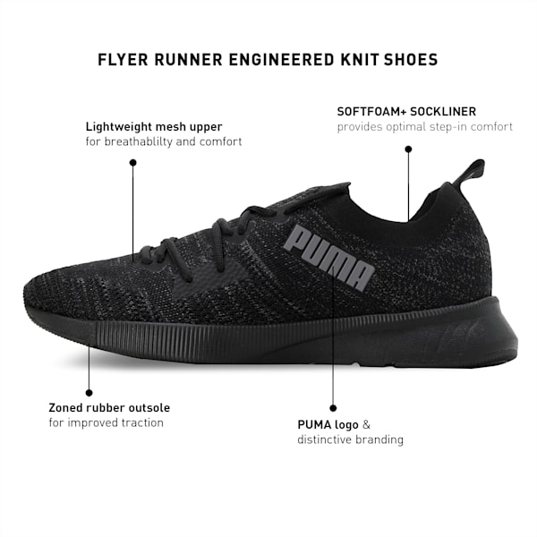 Flyer Runner Engineered Knit Men's Shoes, PUMA Black-Asphalt, extralarge-IND