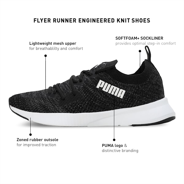 Flyer Runner Engineered Knit Women's Shoes, PUMA Black-Asphalt-PUMA White, extralarge-IND