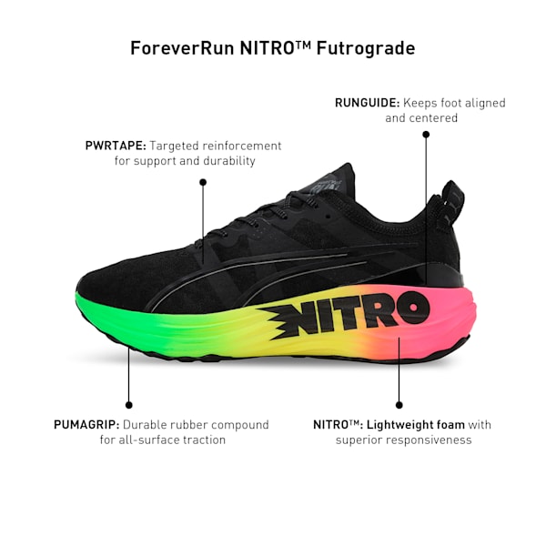 ForeverRUN NITRO Men's Running Shoes, PUMA Black-Green Gecko, extralarge-IND
