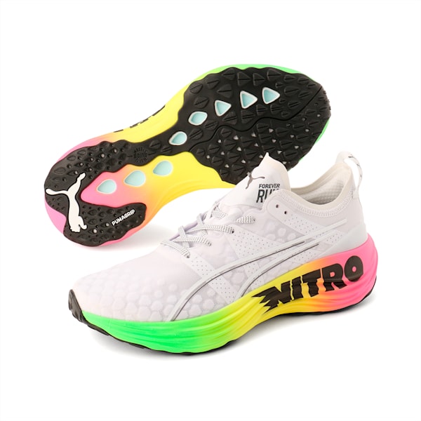 ForeverRUN NITRO Men's Running Shoes, PUMA White-Green Gecko, extralarge-AUS