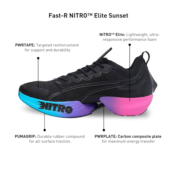 Fast-R NITRO™ Elite Sunset Men's Running Shoes, PUMA Black-Luminous Blue-Electric Orchid, extralarge-IND