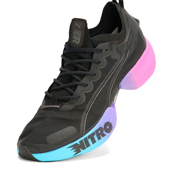 メンズ FAST-R ニトロ エリート SUNSET ランニングシューズ, PUMA Black-Luminous Blue-Electric Orchid, extralarge-JPN