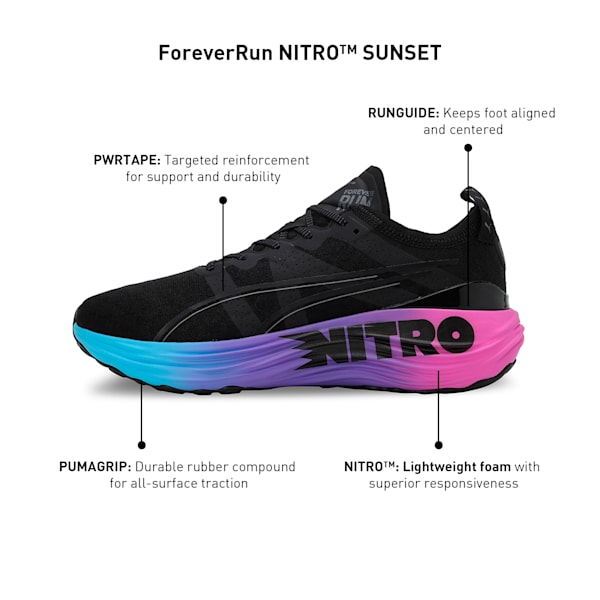 ForeverRun NITRO™ Sunset Men's Running Shoes, PUMA Black-Luminous Blue-Electric Orchid, extralarge-IND