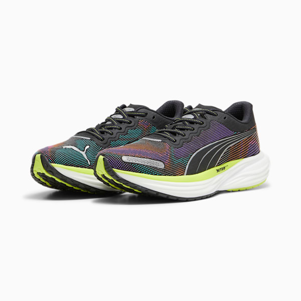 メンズ ディヴィエイト ニトロ 2 サイケデリック ラッシュ ランニングシューズ, PUMA Black-Lime Pow-PUMA White, extralarge-JPN