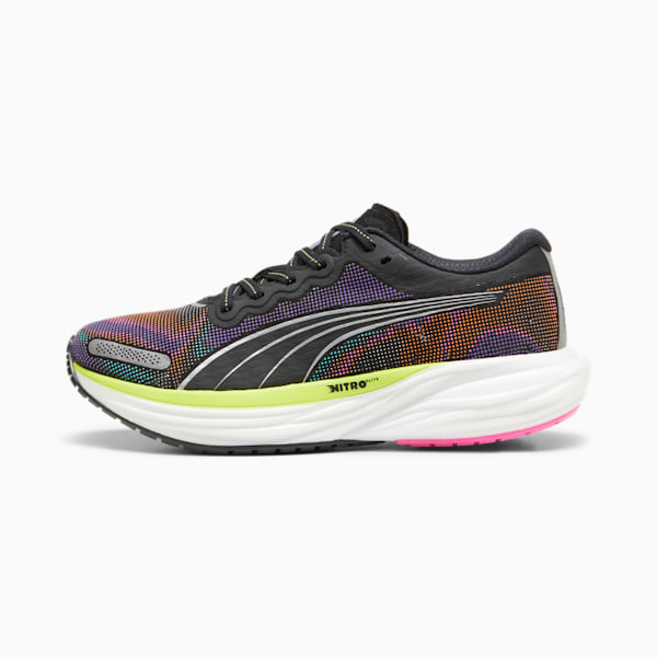 ウィメンズ ディヴィエイト ニトロ 2 サイケデリック ラッシュ ランニングシューズ, PUMA Black-Lime Pow-Poison Pink, extralarge-JPN