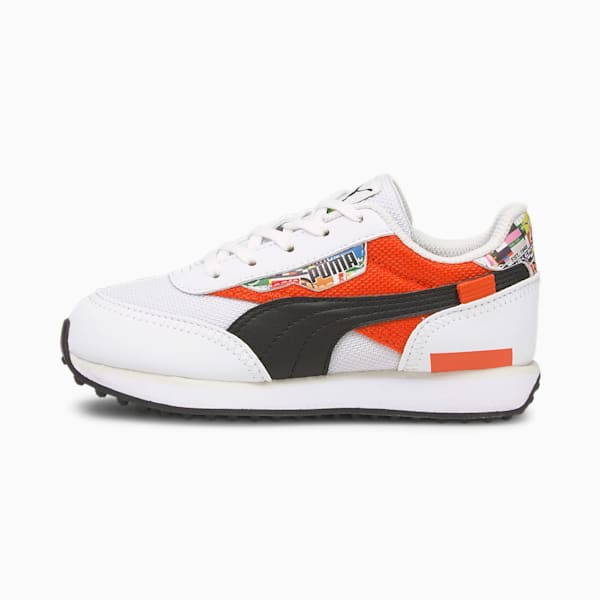 Future Rider INTL Game Little Kids' Shoes, Puma White-Tigerlily, extralarge
