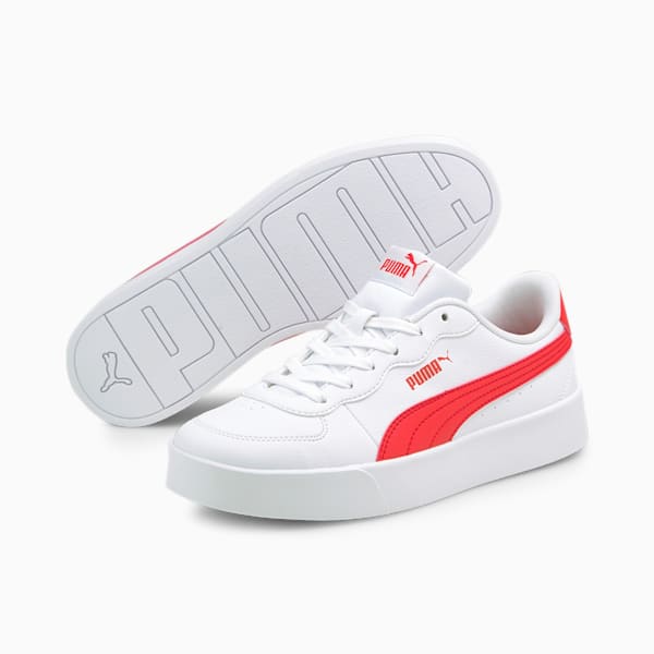 PUMA Skye Clean Women's Sneakers, Puma White-Poppy Red, extralarge