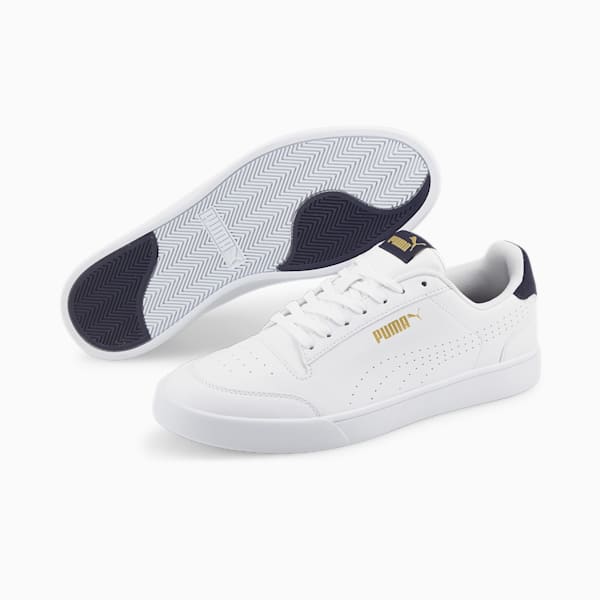 Shuffle Perforated Shoes, Puma White-Puma Team Gold-Peacoat, extralarge-AUS