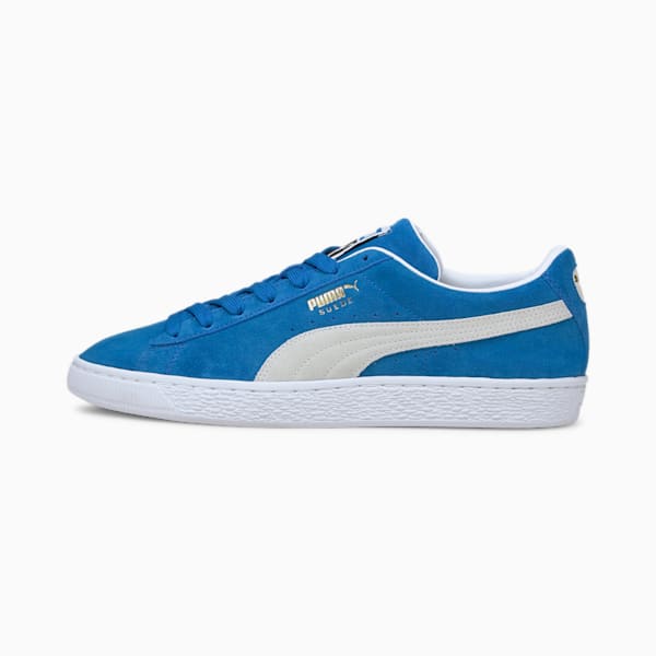 Suede Teams Trainers, Puma Royal-Puma White, large-GBR