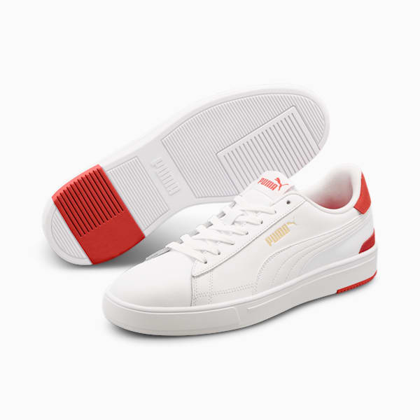 PUMA Serve Pro Men's Sneakers, Puma White-Puma White-High Risk Red-Puma Team Gold, extralarge