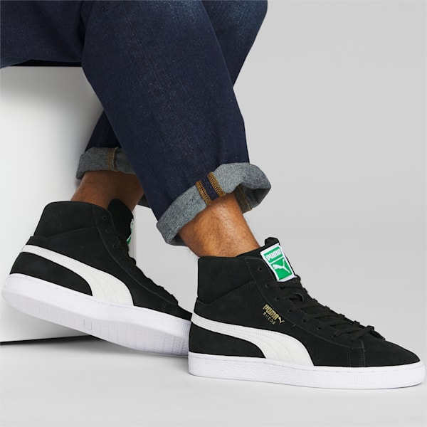 Suede Mid XXI Sneakers, Puma Black-Puma White-Amazon Green, extralarge