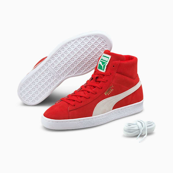 Suede Mid XXI Sneakers, High Risk Red-Puma White, extralarge